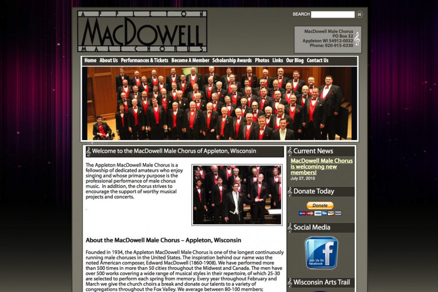 MacDowell Male Chorus,Appleton,Wisconsin,website designers in Appleton, WI