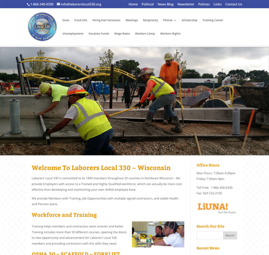 Laborers' Local 330, Wisconsin,Website Design,SEO,Commercial Drone Pilots,LUNA,Unions in Wisconsin