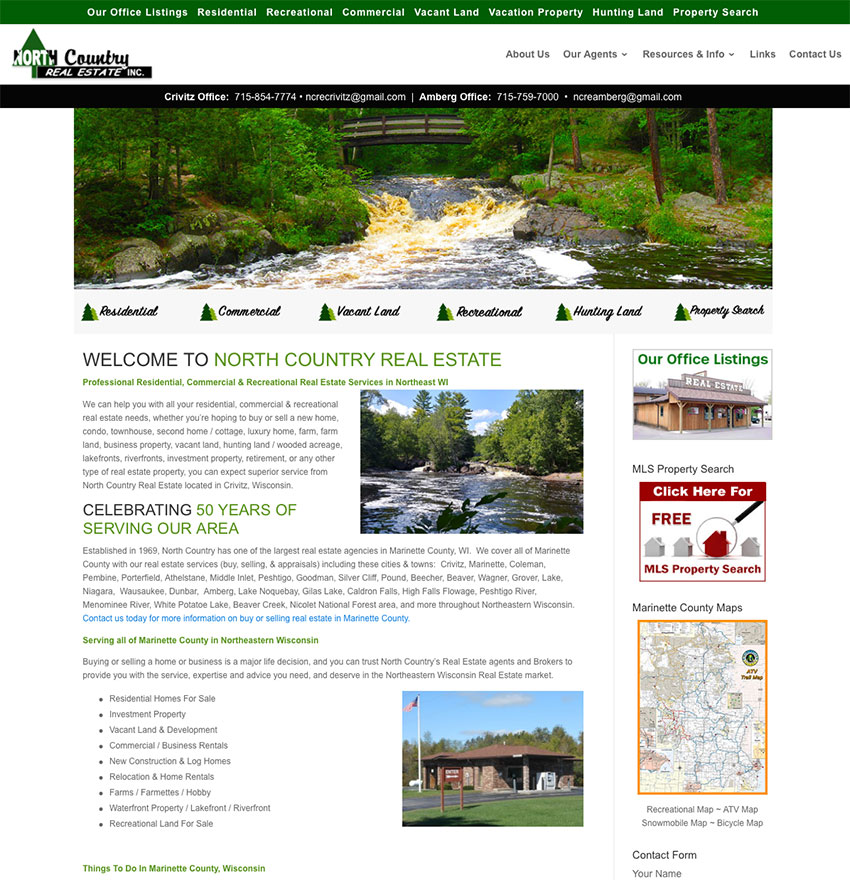 North Country Real Estate, Crivitz Wisconsin, website developers in Wisconsin,graphic designers,Wisconsin photographers,Marinette County website designers,drone photographers in WI