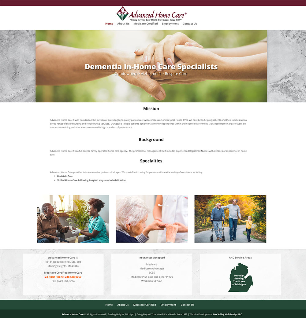 Advanced Home Care®, Sterling Heights, Michigan, Michigan website developers, MI website design, custom web design, graphic design, affordable website design