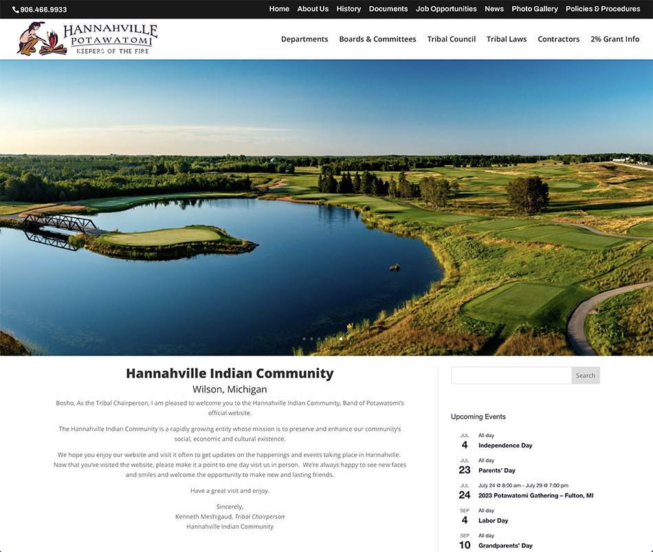 Hannahville Indian Community, Band of Potawatomi’s official website.