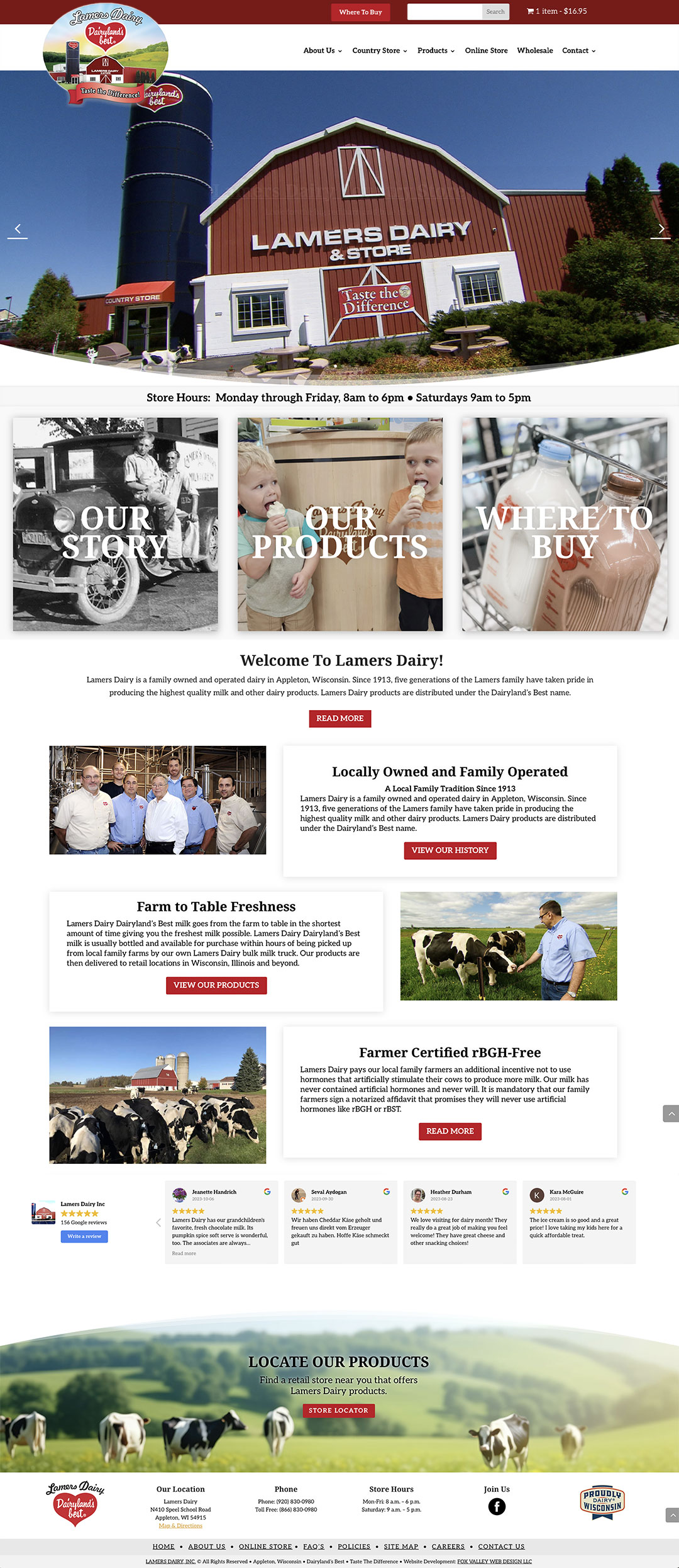 Wisconsin website designers, Lamers Dairy Inc • Dairyland's Best, Appleton, Wisconsin, Fox Valley